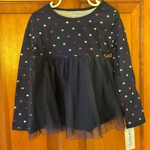 Navy dressy top with little gold bow